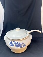 Vintage Pfaltzgraff Yorktowne Soup Tureen /Lid, Ladle Pale White Blue Floral picture