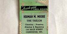 CAMBRIDGE, MD- 1930’S HERMAN MOORE THE TAILOR, CAMPBELL, ENSOR CO. MATCH COVER picture