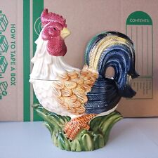 Vintage Jay Import Large Ceramic Country Farm Chicken Rooster Lidded Cookie Jar picture