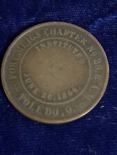 Masonic R A M Fort Meigs Chapter #29 Toledo Ohio Penny picture