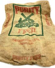 Vintage 100LB. Burlap  Feedsack Purity Feed Urbana Mill's Ohio Double Sided Prin picture