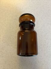 Vintage Belgium Amber Apothecary Jar Bubble Top Lid Bottle Brown Glass 5.5 In picture
