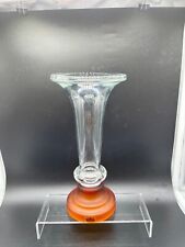 Zodax Clear & Frosted Amber Base Art Glass Trumpet Vase picture