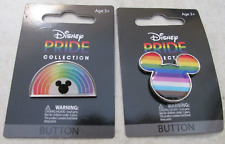 Lot of 2 Disney Pride Collection Mickey Mouse Rainbow Button Pin picture