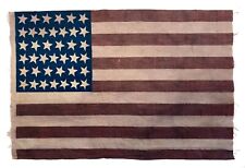 Circa 1889 ANTIQUE 39 Star American Parade Flag Folk Art Primitive AAFA picture