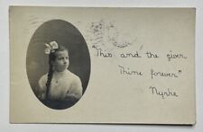 Vintage RPPC Postcard, Little Girl with Braid & Bow in Hair, Posted 1907 picture