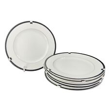 Mikasa Fine China Midnight Ceramic Plate Dish Set 6 Black White L5542 Japan Vtg picture