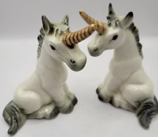 Goebel Porcelain Sitting Unicorn Figurines West Germany Vintage Set of 2 picture