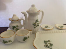 Vintage Lefton Porcelain Minature Tea Set 9 Pc 3-leaf Clovers  #00125 picture
