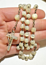 Vintage MOP Mother of Pearl Shell Rosary Beads Crucifix Catholic Religious PC 10 picture