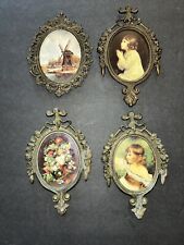 Lot Of 4 Vtg Ornate Brass Metal Frames Made In Italy Miniature Wall Art Collage picture