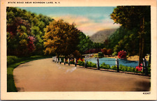 Vintage C. 1930's State Country Road Scene Schroon Lake New York NY Postcard picture