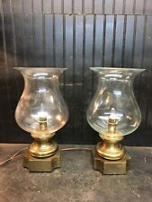 Vintage Large Pair  Brass Electric Lamp With Clear Glass Globe  Nautical Looking picture