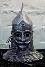 16GA Steel Medieval Norman Half masked Face Viking Helmet Chainmail Steel Hiking picture