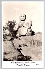 Prescott Arizona~Human Head~Graffiti~Granite Dells~Rock Formations~1940s RPPC picture