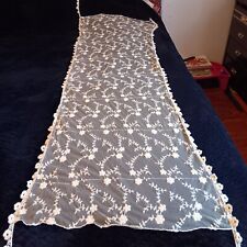 Vintage Lace Table Runner Dresser Scarf Ivory Floral Lace Long Rectangular 60X18 picture