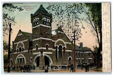 c1910's Presbyterian Church Scene Street Galesburg Illinois IL Antique Postcard picture