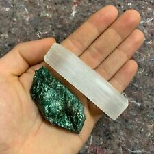 One (1) Charged Fuchsite Rough Gemstone + A FREE Selenite Charging Stick picture