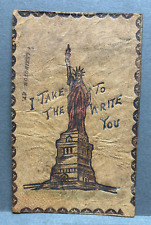 Vintage Leather Postcard Statue of Liberty picture