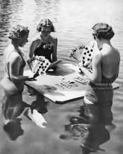 Bathing Beauties Playing Cards In the Water Vintage Photo - Women Swimsuits Art picture