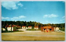 Brevort Michigan~Gustafson Resort & Shell Gas Station~Roadside~1956 Postcard picture
