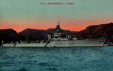 Postcard French Navy Cruiser Émile Bertin Battleship  War Time Art Lovely Sunset picture