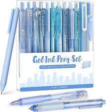 12Pack Pastel Gel Ink Pen Set, 11 Pack Black Ink Pens with 1Pack Highlighter for picture