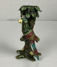 Vtg Saks Fifth Avenue Folio Home Crystals & Brass Enamel “Parrot” Candle Holder picture