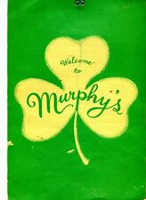 Vintage Welcome To Murphy's 3 Leaf Clover Menu  - E1 picture
