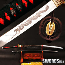 Sharp Folded Steel Samurai Katana Japanese Dragon Sword Clay Tempered Hardened picture