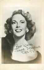 Best Wishes Jayne Meadows CBS-TV Actress Mrs. Steve Allen VTG 1958 RPPC Postcard picture
