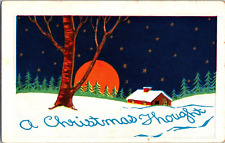 Early 1900's Christmas Greetings Christmas Card, Embossed Winter Scene picture
