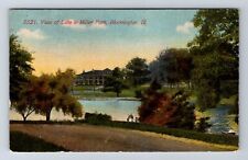 Bloomington IL-Illinois, View Of Lake In Miller Park, Antique, Vintage Postcard picture