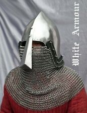 Custom SCA HNB 18 Gauge Steel Medieval Tournament Bascinet Helmet With Aventail picture