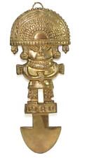 Vintage Brass Peruvian Tumi Figurine Ancient Wall Hanging Ceremonial Blade Aztec picture