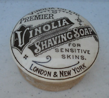 Antique (c1900) VINOLIA Shaving Soap London & New York Shaving Cream jar pot lid picture