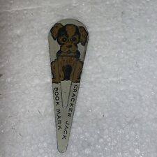 Vintage 1930 Cracker Jack Spaniel Puppy Dog Litho Metal Bookmark picture