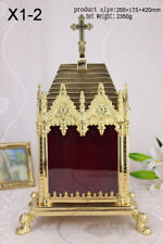 Ornate Gothic Reliquary for your Relic Pyramid-Shaped Roof Cross, 16.54