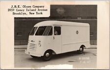 1947 BROOKLYN, New York RPPC Photo Postcard J.B.E. OLSON COMPANY Delivery Van picture