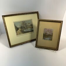 Wallace Nutting Hand Tinted Photo Trees Landscape Stream Lot 2 Framed Wall Art picture