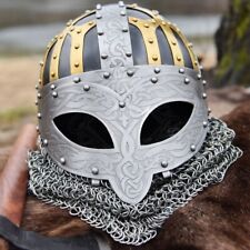 Armor Knight Viking Spectacle Helmet, Spangenhelm with Aventail Role Play Costum picture
