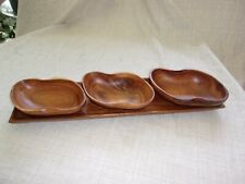 Vtg Kitchen Wood Bowls Tray Philippines Picnic Party Outdoor Indoor Salad Snack picture