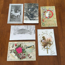 6 Antique Lot Post Cards 3 Easter Spring Florals 3 Photograph Dated 1910-11 picture