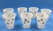 VTG MCM Shot Glass Frosted White w/Gold Snowflakes 3