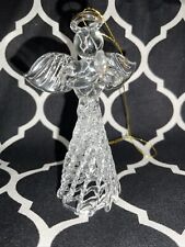Vtg Clear Glass Acrylic Angel Ornament Praying Christmas 3” picture