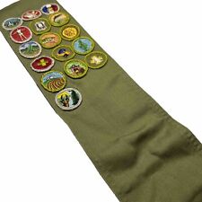 BSA Olive Green Sash with 16 Merit Badges 28