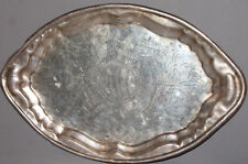VINTAGE ENGRAVED METAL SERVING TRAY picture