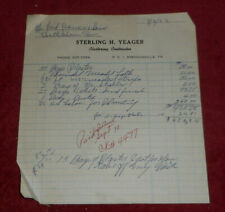 1963 Sterling H Yeager Plastering Contractor Billhead Breinigsville PA picture