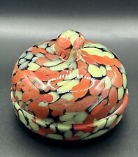 VTG Stunning Czech Colorful Abstract Cased Art Glass Trinket/Powder 