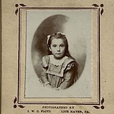 Antique Miniature Cabinet Card Photograph Adorable Little Girl Lock Haven PA picture